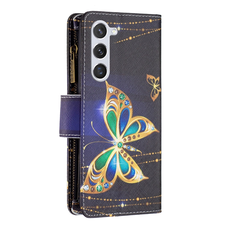 For Samsung Galaxy S25 5G Colored Drawing Pattern Zipper Leather Phone Case(Big Butterfly) - Galaxy S25 5G Cases by buy2fix | Online Shopping UK | buy2fix