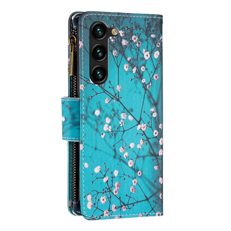 For Samsung Galaxy S25+ 5G Colored Drawing Pattern Zipper Leather Phone Case(Plum Blossom) by buy2fix