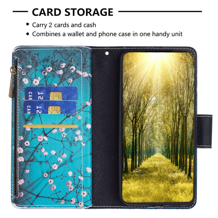 For Samsung Galaxy S25+ 5G Colored Drawing Pattern Zipper Leather Phone Case(Plum Blossom) by buy2fix