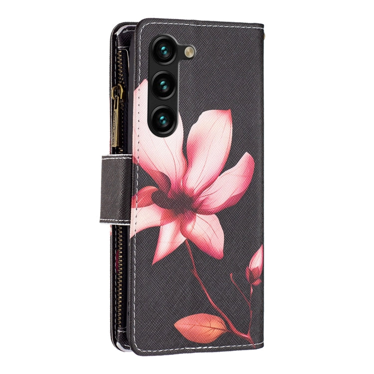 For Samsung Galaxy S25+ 5G Colored Drawing Pattern Zipper Leather Phone Case(Lotus) - Galaxy S25+ 5G Cases by buy2fix | Online Shopping UK | buy2fix