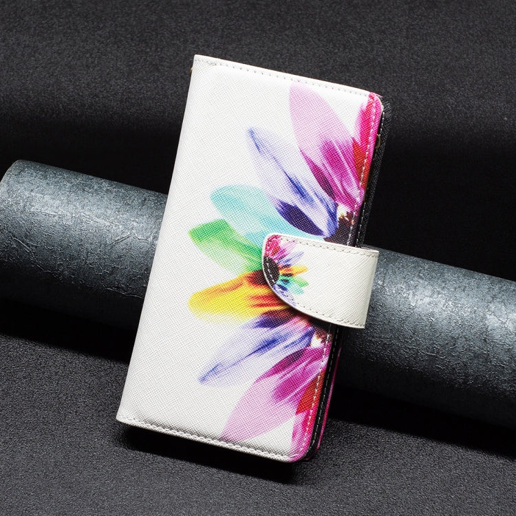 For Samsung Galaxy S25+ 5G Colored Drawing Pattern Zipper Leather Phone Case(Sun Flower) by buy2fix