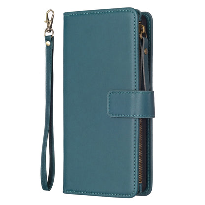 For Samsung Galaxy S25 5G 9 Card Slots Zipper Wallet Leather Flip Phone Case(Green) by buy2fix