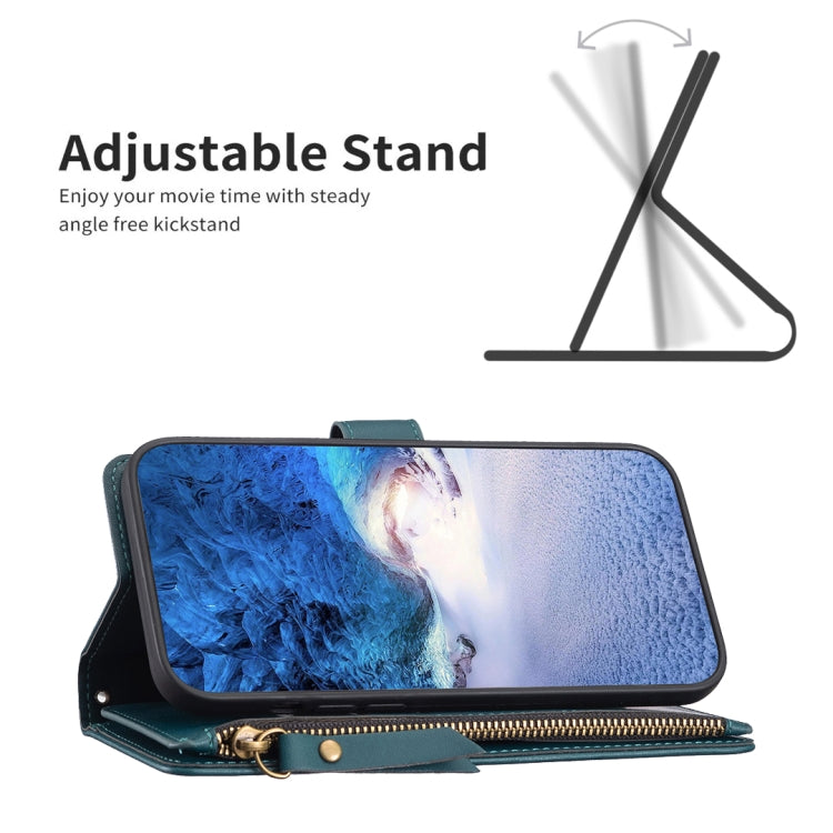 For Samsung Galaxy S25 5G 9 Card Slots Zipper Wallet Leather Flip Phone Case(Green) by buy2fix