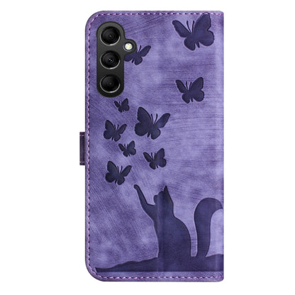 For Samsung Galaxy S25 5G Butterfly Cat Embossing Flip Leather Phone Case(Purple) by buy2fix