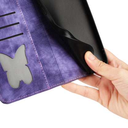 For Samsung Galaxy S25 5G Butterfly Cat Embossing Flip Leather Phone Case(Purple) by buy2fix