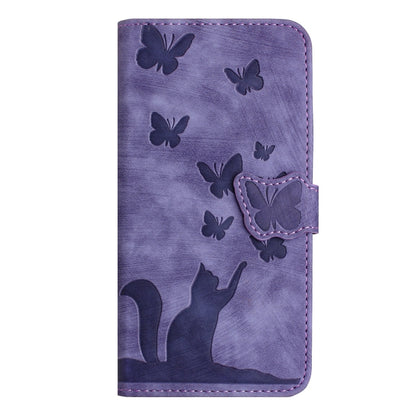 For Samsung Galaxy S25+ 5G Butterfly Cat Embossing Flip Leather Phone Case(Purple) - Galaxy S25+ 5G Cases by buy2fix | Online Shopping UK | buy2fix