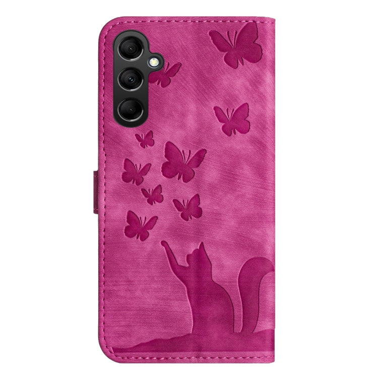 For Samsung Galaxy S25+ 5G Butterfly Cat Embossing Flip Leather Phone Case(Pink) by buy2fix