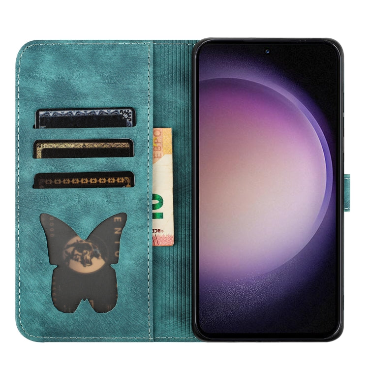 For Samsung Galaxy S25+ 5G Butterfly Cat Embossing Flip Leather Phone Case(Wathet) by buy2fix