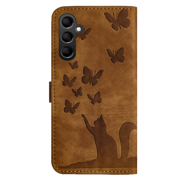 For Samsung Galaxy S25+ 5G Butterfly Cat Embossing Flip Leather Phone Case(Brown) by buy2fix