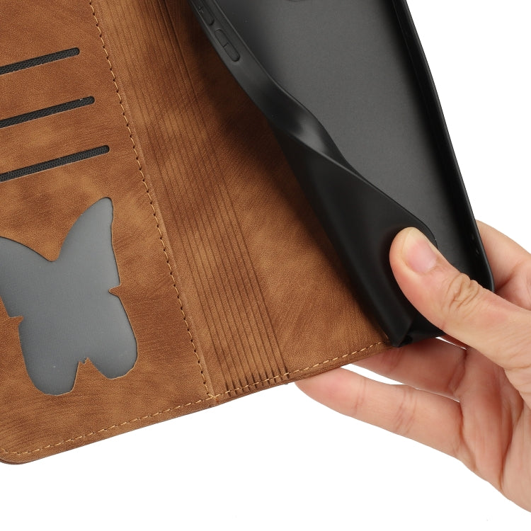 For Samsung Galaxy S25 Ultra 5G Butterfly Cat Embossing Flip Leather Phone Case(Brown) by buy2fix