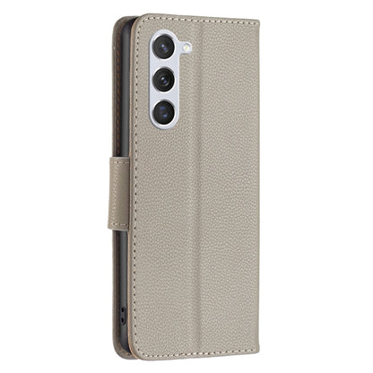 For Samsung Galaxy S25 5G Litchi Texture Pure Color Flip Leather Phone Case(Grey) by buy2fix