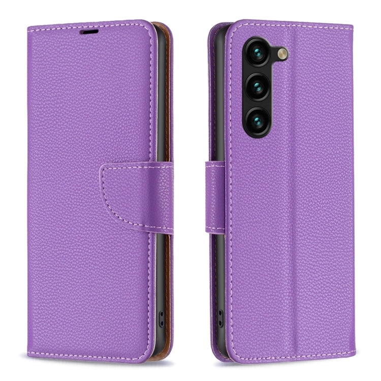 For Samsung Galaxy S25+ 5G Litchi Texture Pure Color Flip Leather Phone Case(Purple) by buy2fix