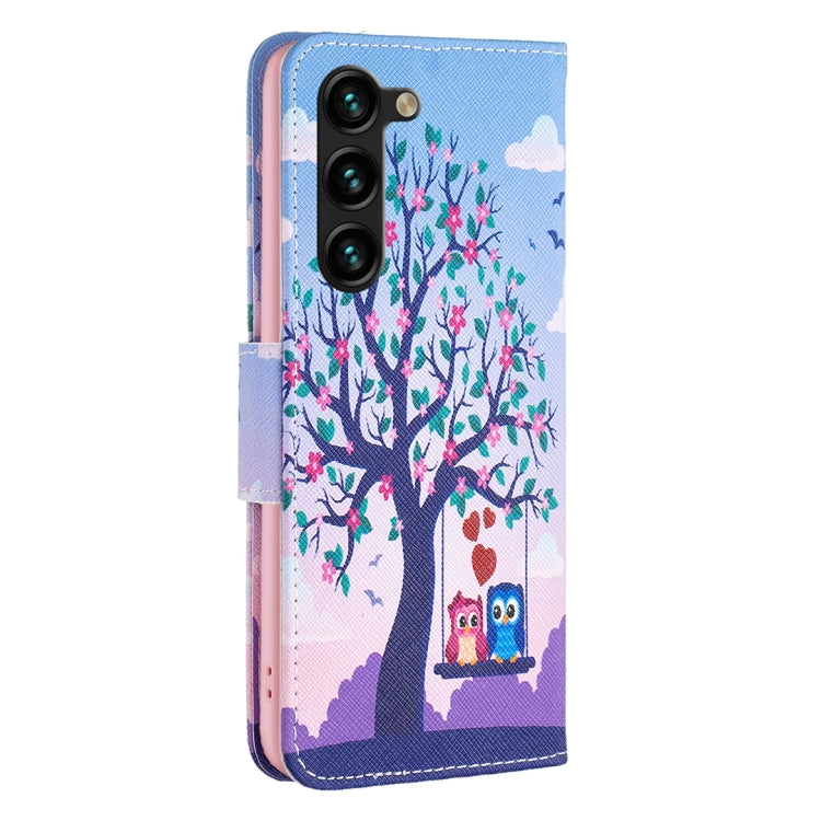 For Samsung Galaxy S25+ 5G Colored Drawing Pattern Leather Phone Case(Owl) - Galaxy S25+ 5G Tempered Glass by buy2fix | Online Shopping UK | buy2fix