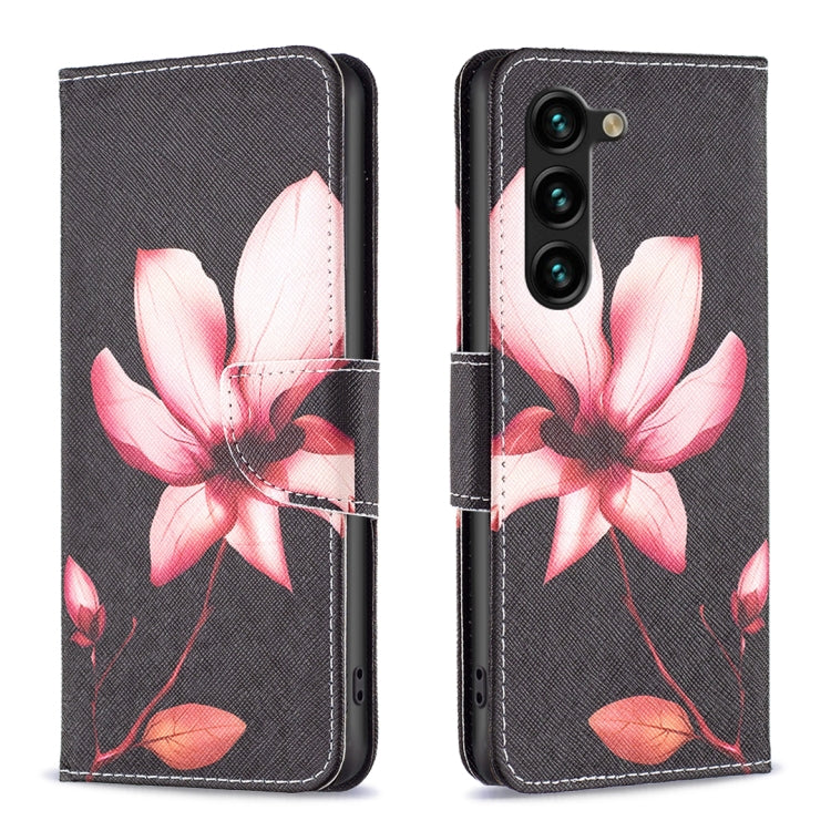 For Samsung Galaxy S25+ 5G Colored Drawing Pattern Leather Phone Case(Lotus) - Galaxy S25+ 5G Tempered Glass by buy2fix | Online Shopping UK | buy2fix