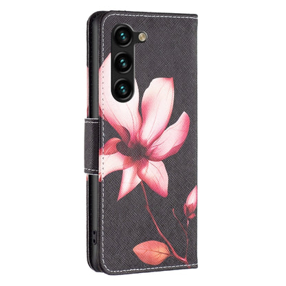 For Samsung Galaxy S25+ 5G Colored Drawing Pattern Leather Phone Case(Lotus) - Galaxy S25+ 5G Tempered Glass by buy2fix | Online Shopping UK | buy2fix