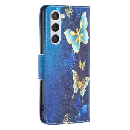 For Samsung Galaxy S25 5G Colored Drawing Pattern Leather Phone Case(Gold Butterfly) - Galaxy S25 5G Cases by buy2fix | Online Shopping UK | buy2fix