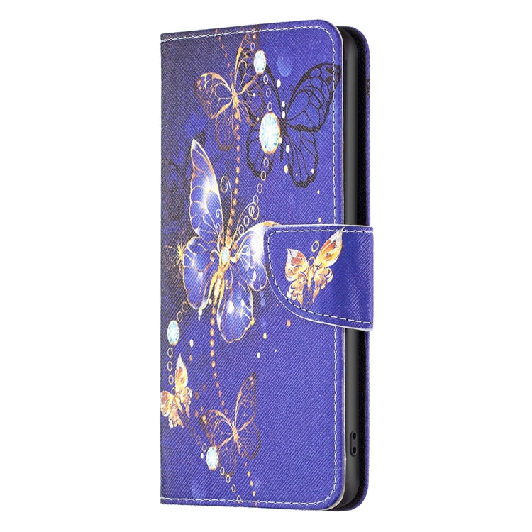 For Samsung Galaxy S25 5G Colored Drawing Pattern Leather Phone Case(Purple Butterfly) - Galaxy S25 5G Cases by buy2fix | Online Shopping UK | buy2fix