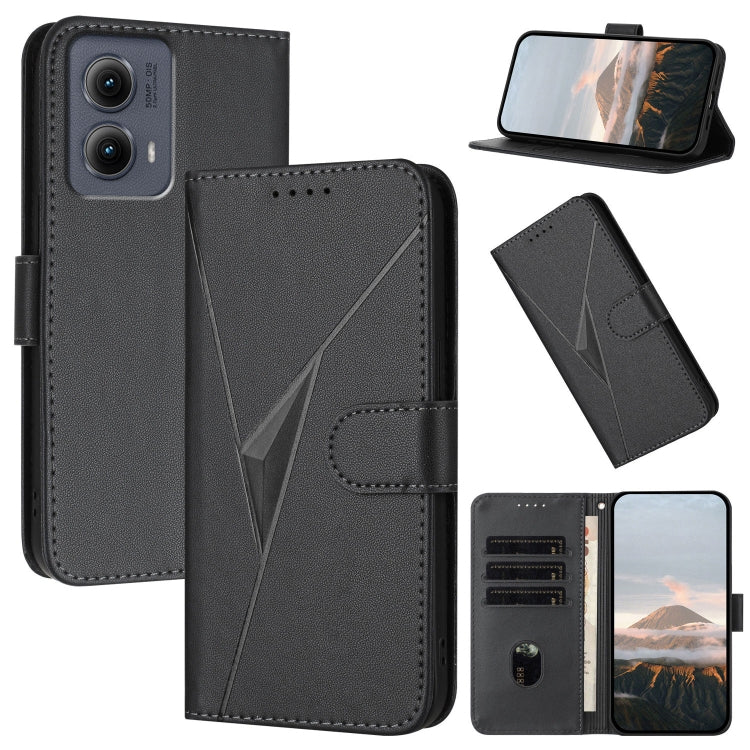 For Motorola Edge 5G 2024 Triangle Pattern Buckle Clasp Leather Phone Case(Black) - Motorola Cases by buy2fix | Online Shopping UK | buy2fix