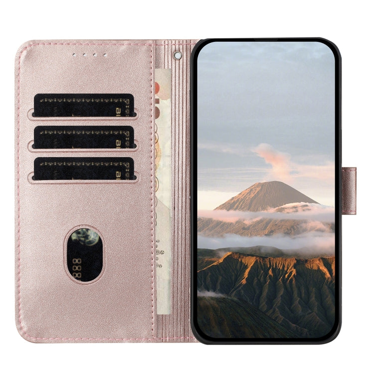 For Motorola Edge 5G 2024 Triangle Pattern Buckle Clasp Leather Phone Case(Rose Gold) - Motorola Cases by buy2fix | Online Shopping UK | buy2fix