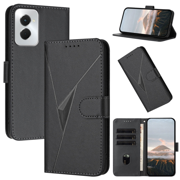 For Motorola Moto G Power 2024 Triangle Pattern Buckle Clasp Leather Phone Case(Black) - Motorola Cases by buy2fix | Online Shopping UK | buy2fix