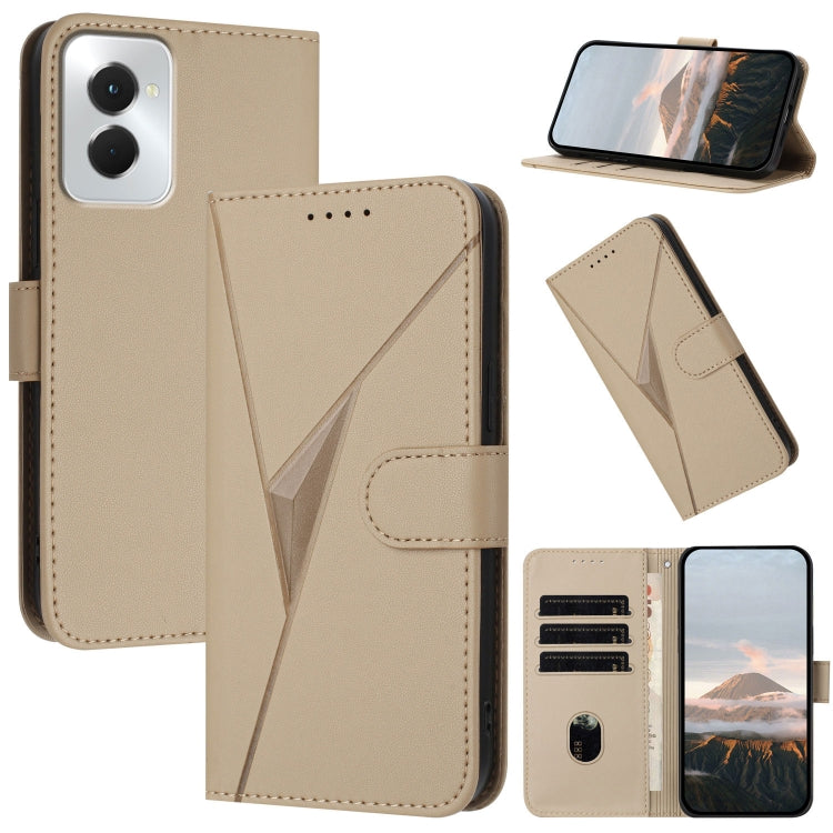 For Motorola Moto G Power 2024 Triangle Pattern Buckle Clasp Leather Phone Case(Gold) - Motorola Cases by buy2fix | Online Shopping UK | buy2fix