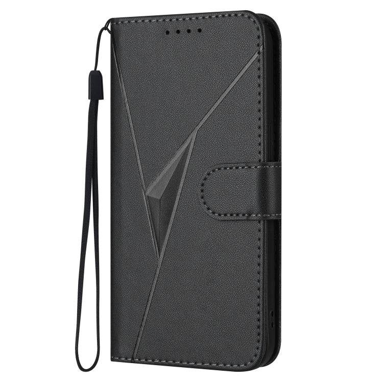 For Motorola Moto G Stylus 2024 Triangle Pattern Buckle Clasp Leather Phone Case(Black) - Motorola Cases by buy2fix | Online Shopping UK | buy2fix