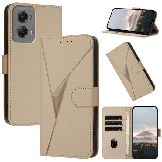 For Motorola Moto G Stylus 2024 Triangle Pattern Buckle Clasp Leather Phone Case(Gold) - Motorola Cases by buy2fix | Online Shopping UK | buy2fix