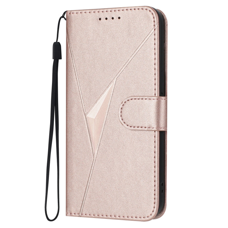 For Motorola Moto G Stylus 2024 Triangle Pattern Buckle Clasp Leather Phone Case(Rose Gold) - Motorola Cases by buy2fix | Online Shopping UK | buy2fix