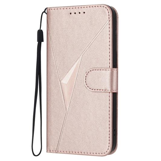 For Motorola Moto G Stylus 2024 Triangle Pattern Buckle Clasp Leather Phone Case(Rose Gold) by buy2fix