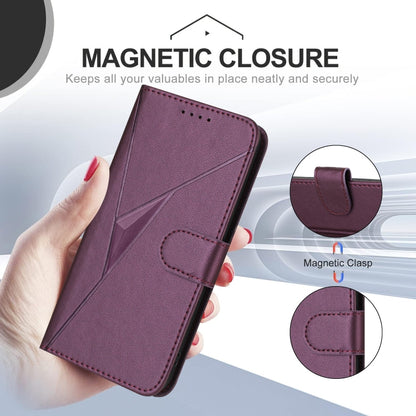 For Motorola Moto G 5G 2024 Triangle Pattern Buckle Clasp Leather Phone Case(Dark Purple) - Motorola Cases by buy2fix | Online Shopping UK | buy2fix