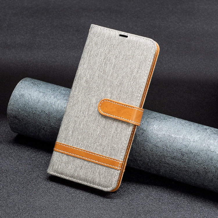 For Samsung Galaxy S25 5G Color Block Denim Texture Leather Phone Case(Grey) by buy2fix