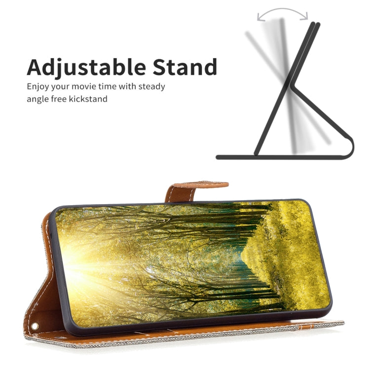 For Samsung Galaxy S25 5G Color Block Denim Texture Leather Phone Case(Grey) by buy2fix