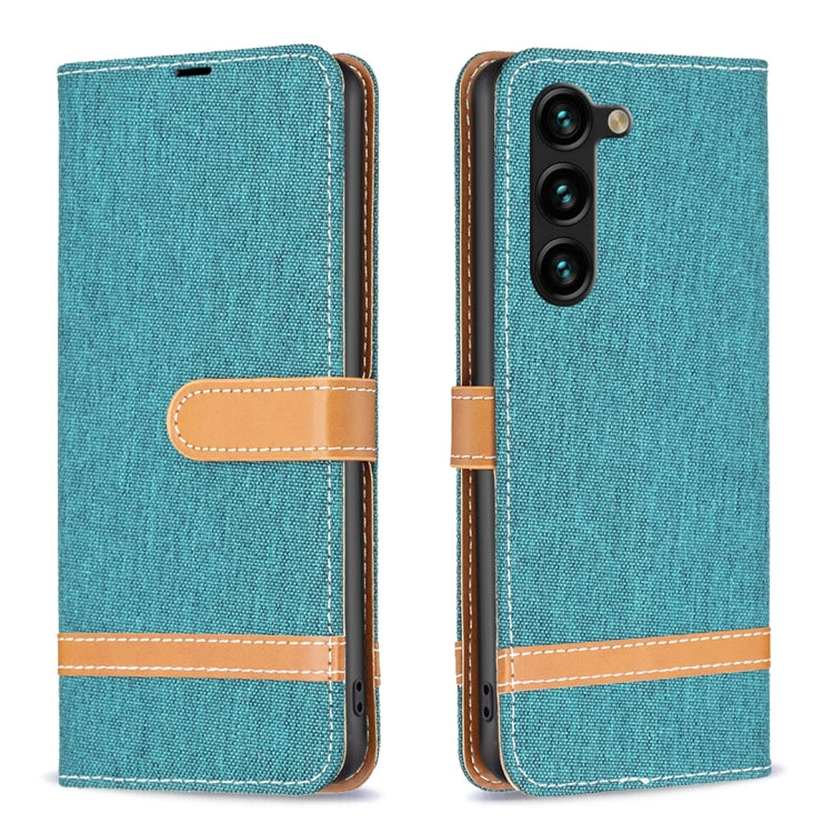 For Samsung Galaxy S25+ 5G Color Block Denim Texture Leather Phone Case(Green) by buy2fix