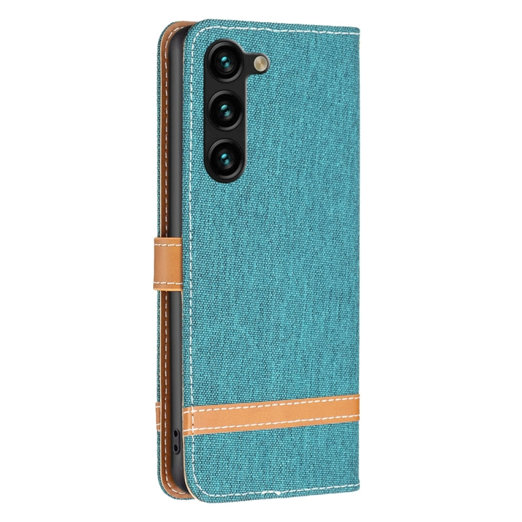 For Samsung Galaxy S25+ 5G Color Block Denim Texture Leather Phone Case(Green) by buy2fix