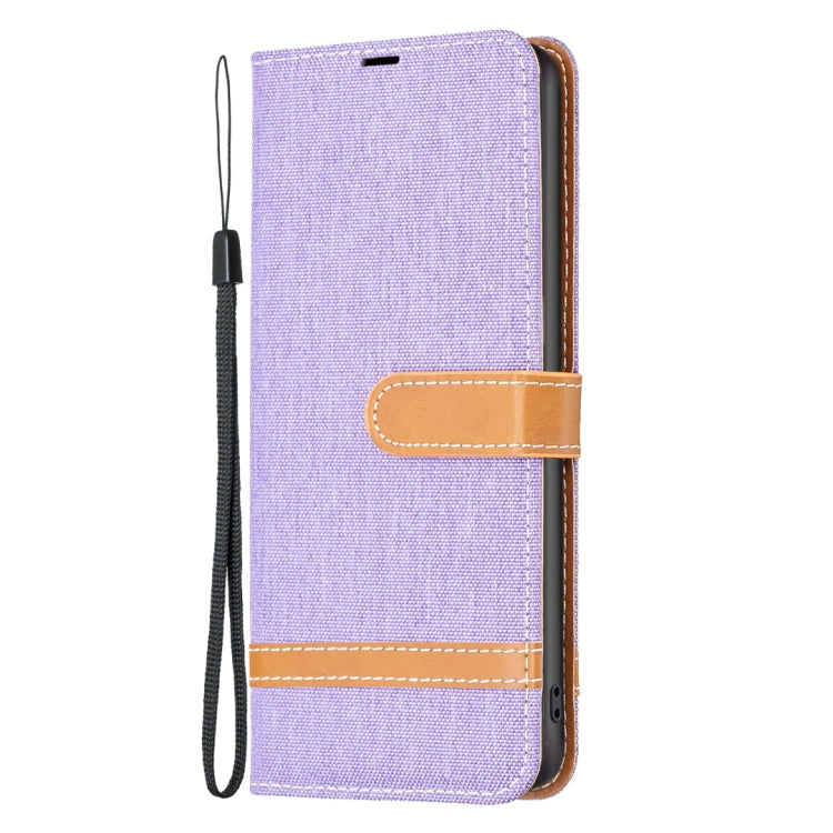 For Samsung Galaxy S25+ 5G Color Block Denim Texture Leather Phone Case(Purple) - Galaxy S25+ 5G Cases by buy2fix | Online Shopping UK | buy2fix