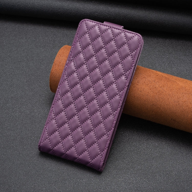 For Samsung Galaxy S25 5G Diamond Lattice Vertical Flip Leather Phone Case(Dark Purple) by buy2fix