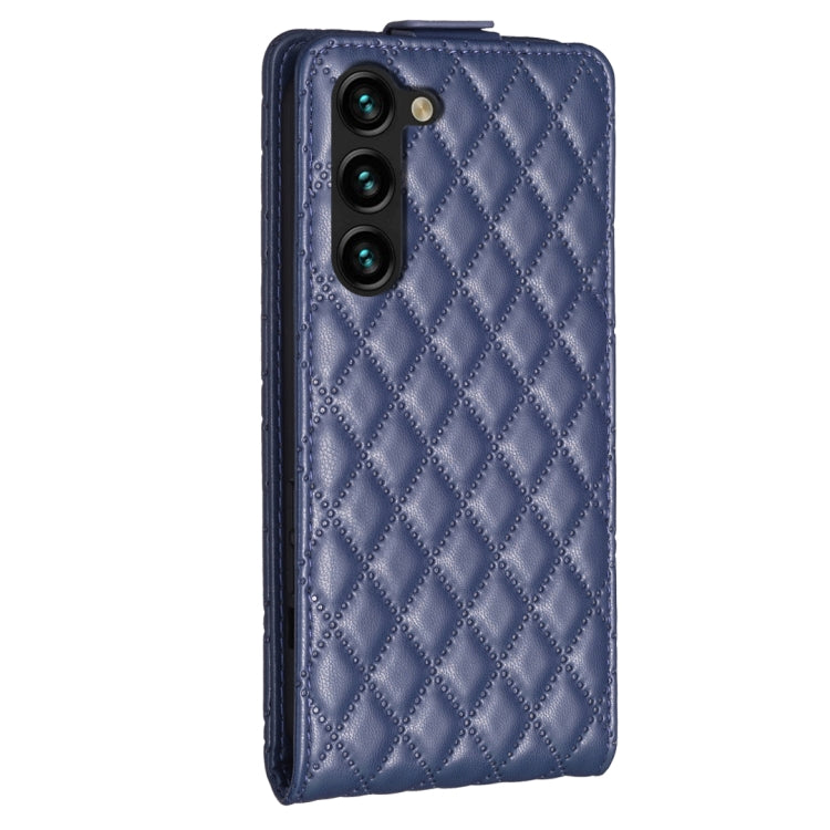 For Samsung Galaxy S25 5G Diamond Lattice Vertical Flip Leather Phone Case(Blue) - Galaxy S25 5G Cases by buy2fix | Online Shopping UK | buy2fix