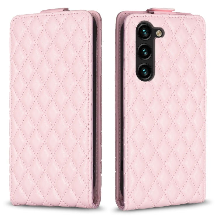 For Samsung Galaxy S25+ 5G Diamond Lattice Vertical Flip Leather Phone Case(Pink) by buy2fix