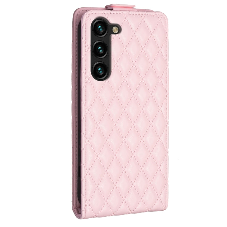 For Samsung Galaxy S25+ 5G Diamond Lattice Vertical Flip Leather Phone Case(Pink) by buy2fix