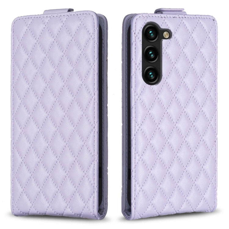 For Samsung Galaxy S25+ 5G Diamond Lattice Vertical Flip Leather Phone Case(Purple) by buy2fix