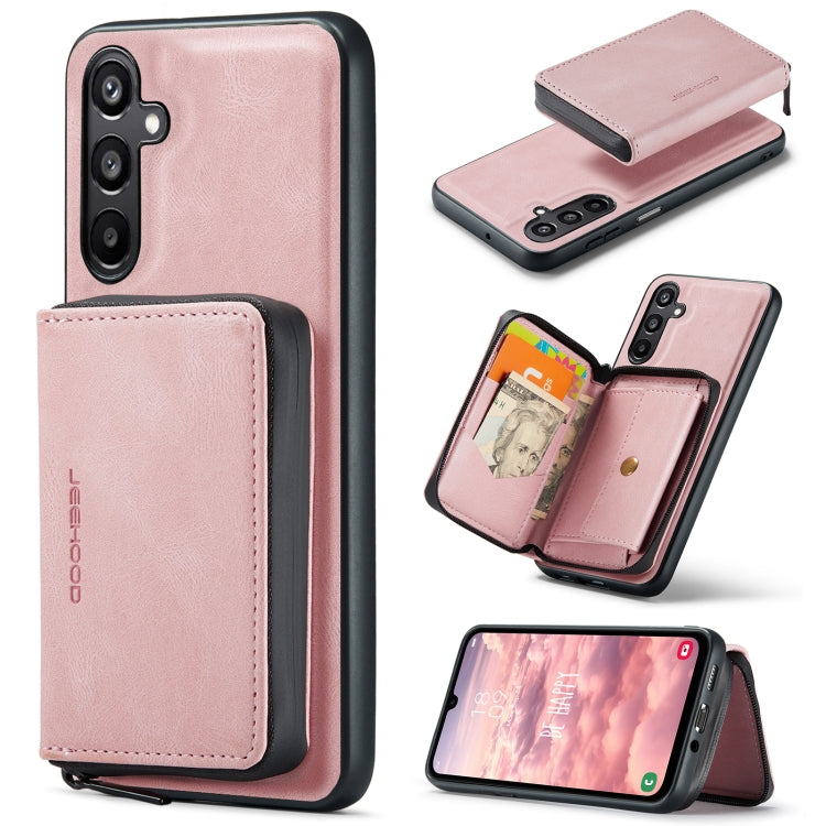 For Samsung Galaxy A16 5G JEEHOOD J02 Magnetic Zipper Horizontal Flip Leather Phone Case(Pink) - Galaxy Phone Cases by JEEHOOD | Online Shopping UK | buy2fix