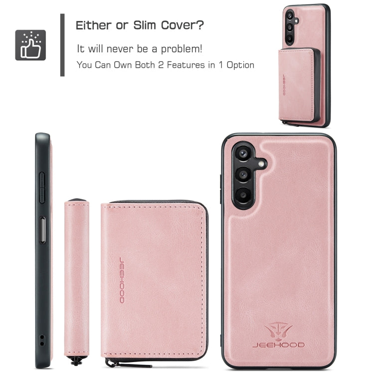 For Samsung Galaxy A16 5G JEEHOOD J02 Magnetic Zipper Horizontal Flip Leather Phone Case(Pink) - Galaxy Phone Cases by JEEHOOD | Online Shopping UK | buy2fix