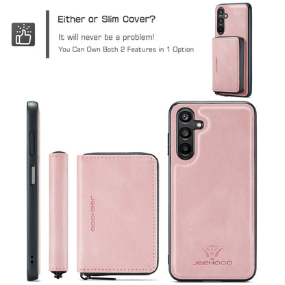 For Samsung Galaxy A16 5G JEEHOOD J02 Magnetic Zipper Horizontal Flip Leather Phone Case(Pink) - Galaxy Phone Cases by JEEHOOD | Online Shopping UK | buy2fix
