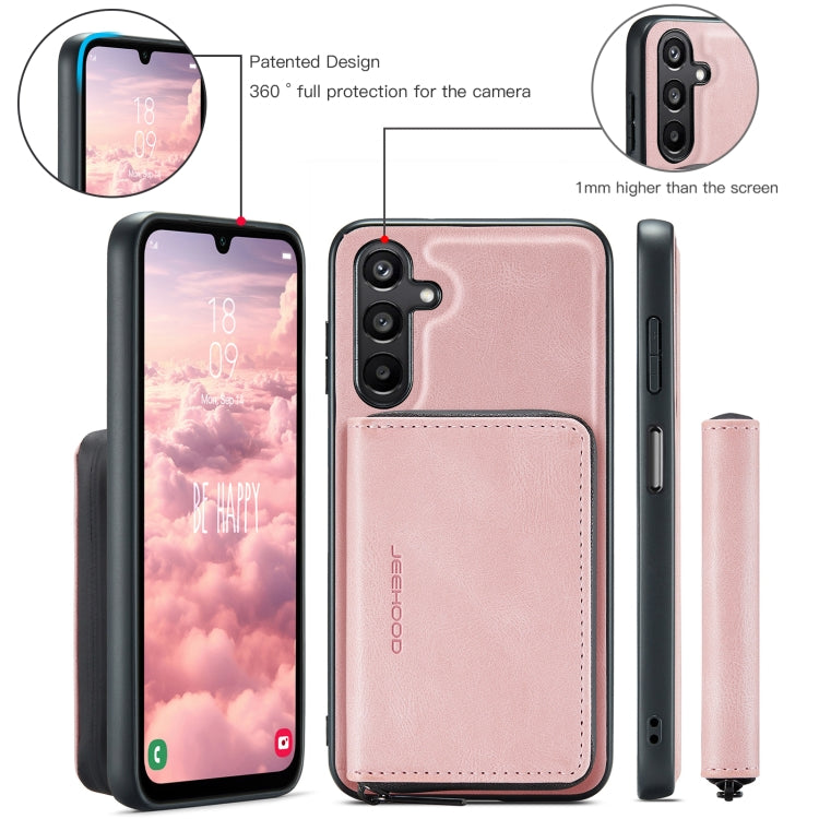 For Samsung Galaxy A16 5G JEEHOOD J02 Magnetic Zipper Horizontal Flip Leather Phone Case(Pink) - Galaxy Phone Cases by JEEHOOD | Online Shopping UK | buy2fix