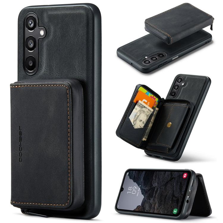 For Samsung Galaxy A16 5G JEEHOOD J02 Magnetic Zipper Horizontal Flip Leather Phone Case(Black) - Galaxy Phone Cases by JEEHOOD | Online Shopping UK | buy2fix