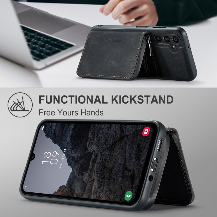 For Samsung Galaxy A16 5G JEEHOOD J02 Magnetic Zipper Horizontal Flip Leather Phone Case(Black) - Galaxy Phone Cases by JEEHOOD | Online Shopping UK | buy2fix