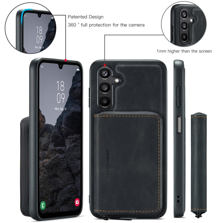 For Samsung Galaxy A16 5G JEEHOOD J02 Magnetic Zipper Horizontal Flip Leather Phone Case(Black) - Galaxy Phone Cases by JEEHOOD | Online Shopping UK | buy2fix