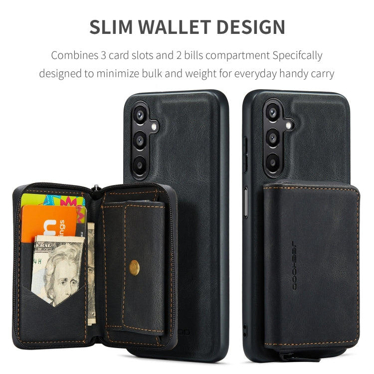 For Samsung Galaxy A16 5G JEEHOOD J02 Magnetic Zipper Horizontal Flip Leather Phone Case(Black) - Galaxy Phone Cases by JEEHOOD | Online Shopping UK | buy2fix