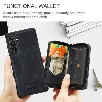 For Samsung Galaxy A16 5G JEEHOOD J02 Magnetic Zipper Horizontal Flip Leather Phone Case(Black) - Galaxy Phone Cases by JEEHOOD | Online Shopping UK | buy2fix