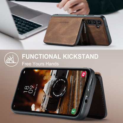 For Samsung Galaxy A16 5G JEEHOOD J02 Magnetic Zipper Horizontal Flip Leather Phone Case(Brown) - Galaxy Phone Cases by JEEHOOD | Online Shopping UK | buy2fix